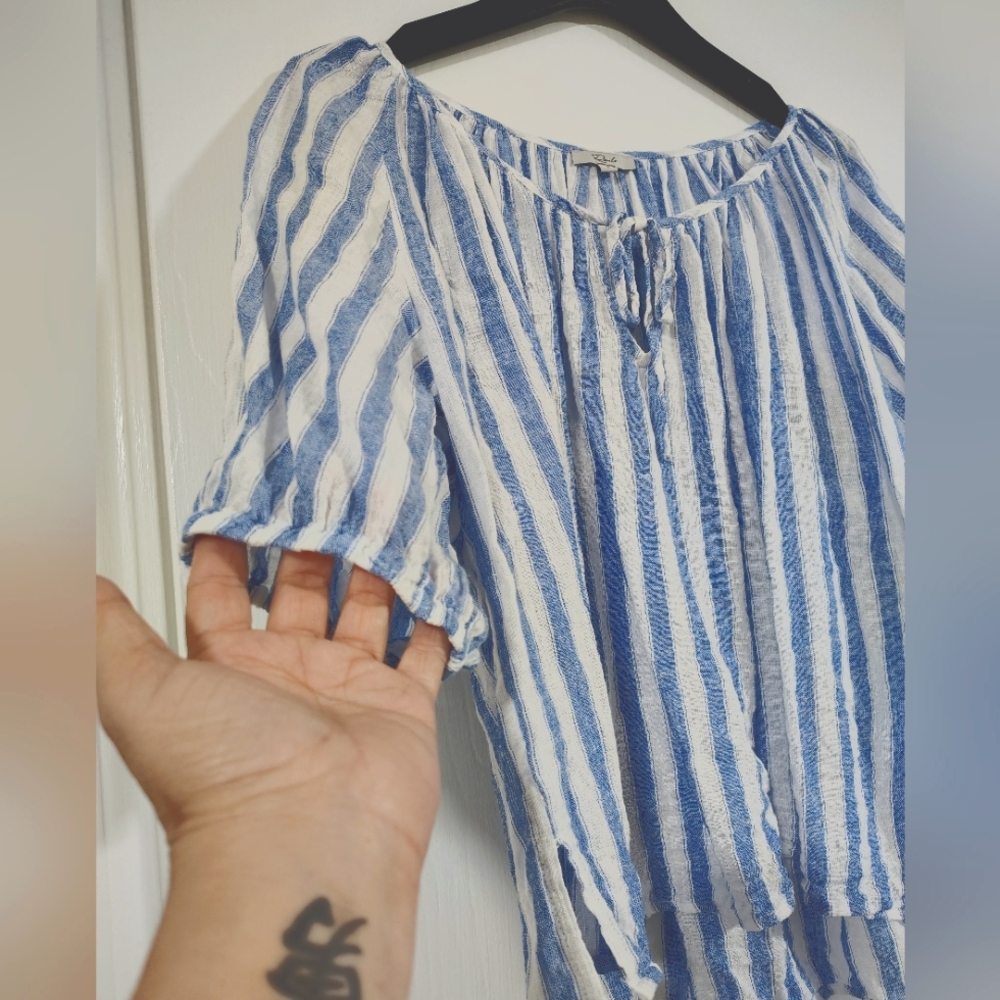 Rails Kirstie Linen Blend Top $168 Blue And White Striped Women's Small Nautical - Picture 5 of 13